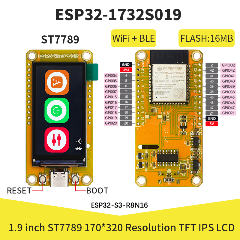 Home Automation Arduino - ESP32-S3 1.9-calowy ekran IPS LCD 170*320